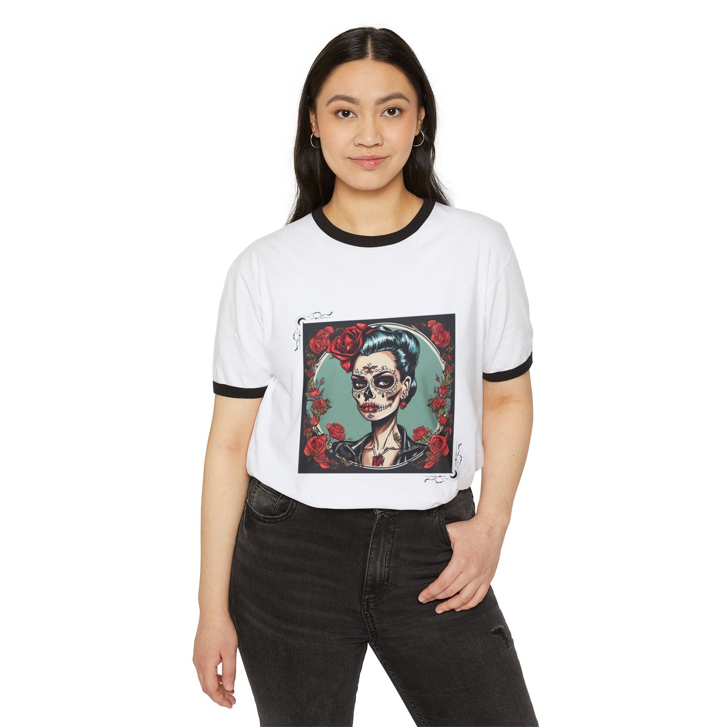 Vintage Sugar Skull Ringer Tee
