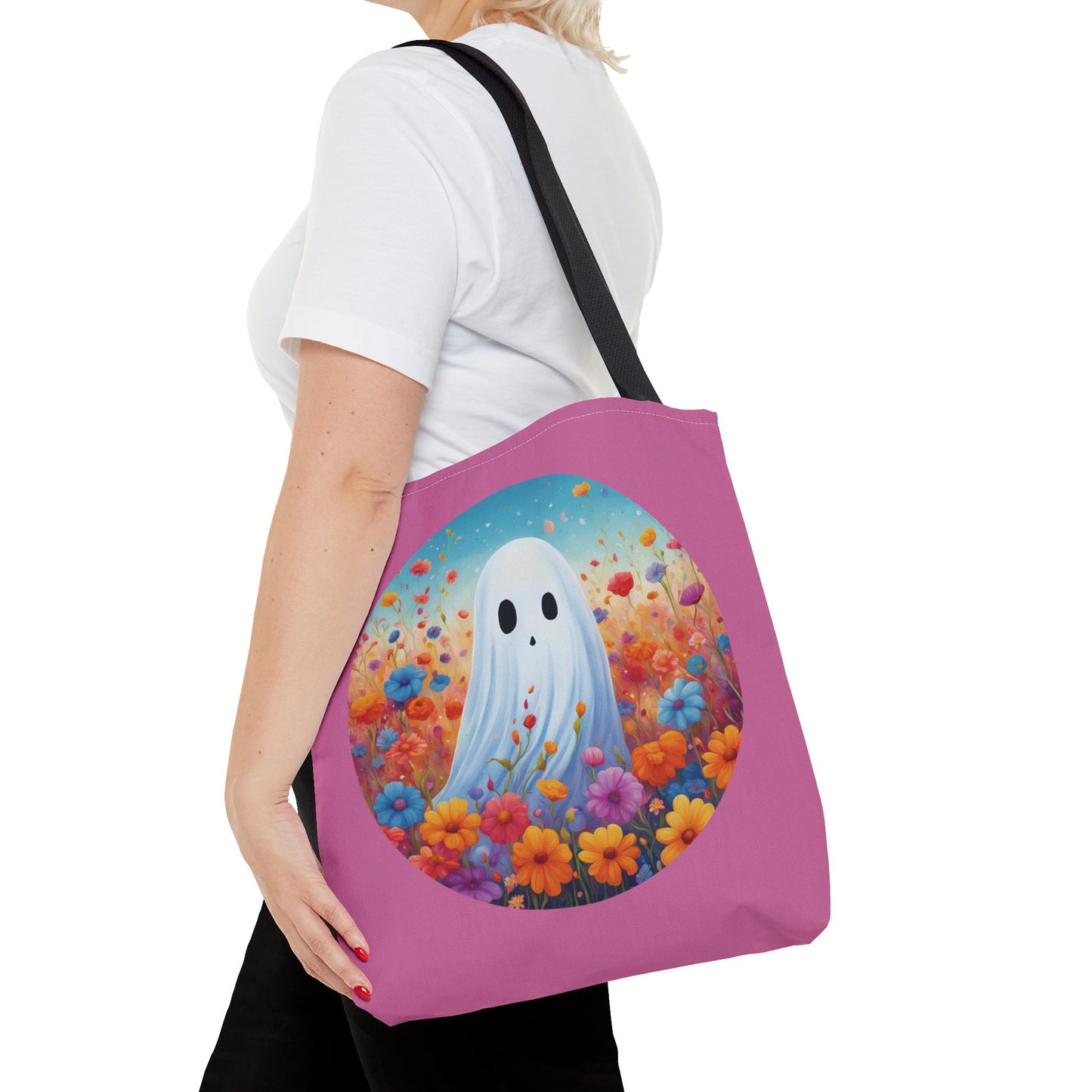 Ghost With Flowers Tote Bag