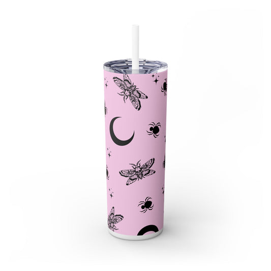 Pink Goth Skinny Tumbler with Straw, 20oz