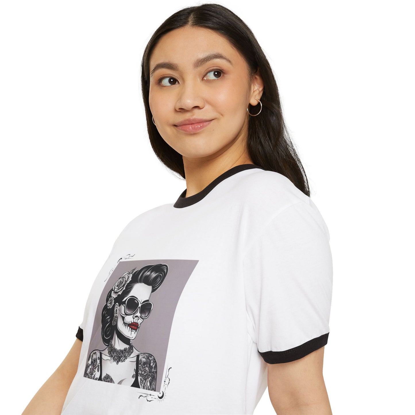 Pin-up Sugar Skull Ringer Tee