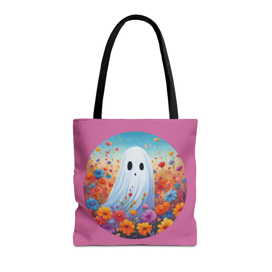 Ghost With Flowers Tote Bag