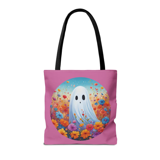 Ghost With Flowers Tote Bag