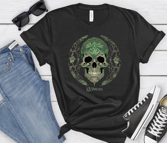 Green Skull 13 Threads T-Shirt