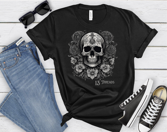 Skull And Orchids T-shirt