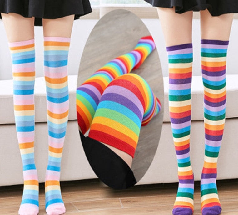 Thigh High Striped Socks