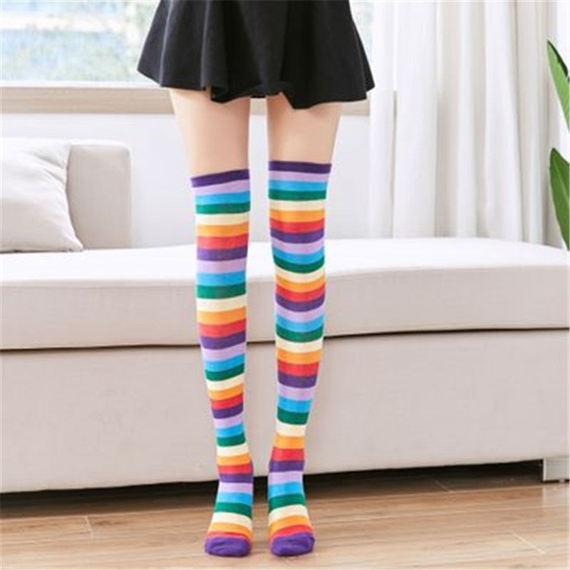 Thigh High Striped Socks