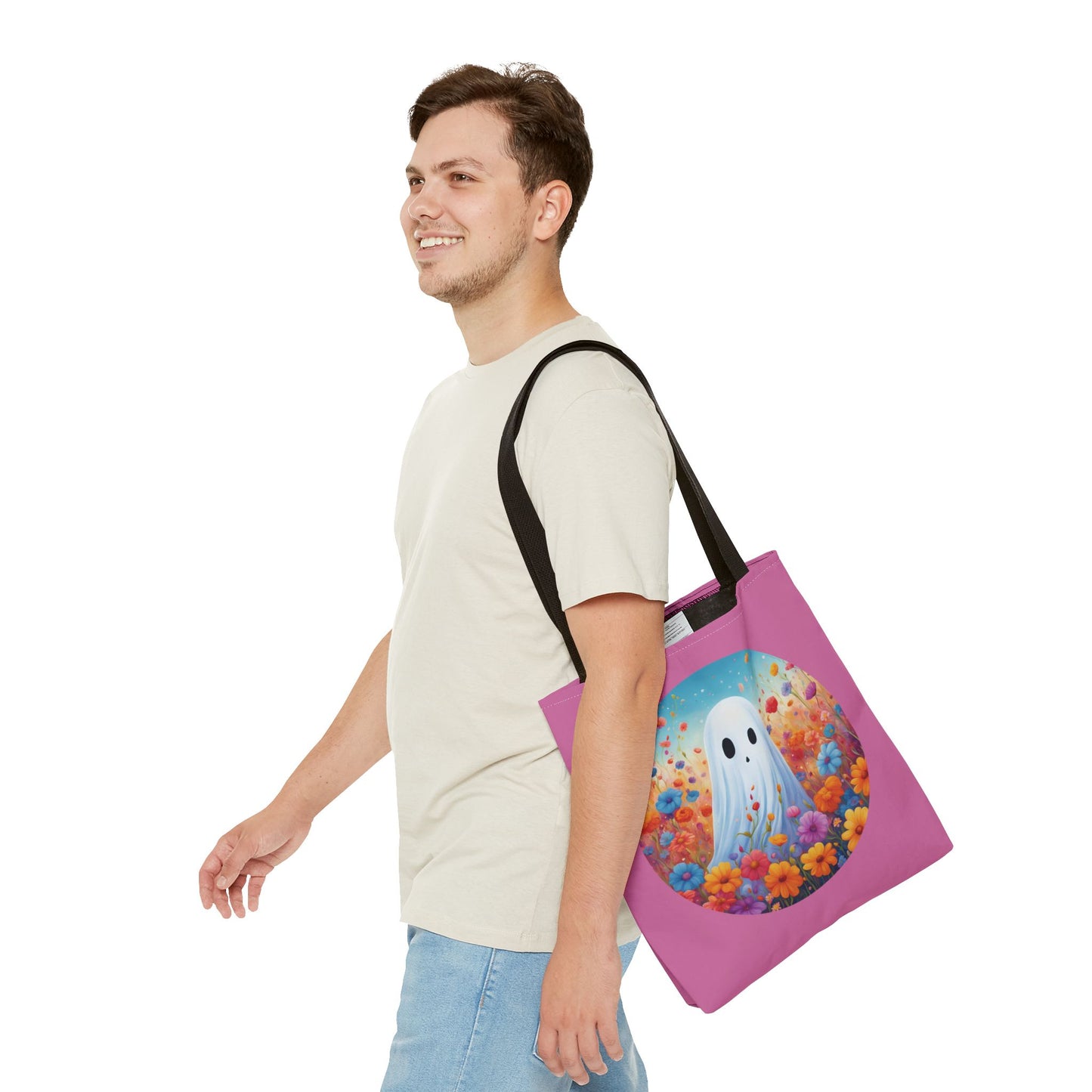 Ghost With Flowers Tote Bag